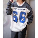 スミクロ | VネックナンバリングサテンBIGスウェット | WEGO【WOMEN】