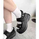 ブラック | 厚底キルティングサンダル | WEGO【WOMEN】