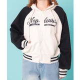 ホワイトアイボリー | バイカラーロゴラグランジップパーカー | WEGO【WOMEN】