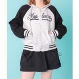 杢グレー | バイカラーロゴラグランジップパーカー | WEGO【WOMEN】