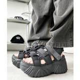 ブラック | 厚底ベルトスポーツサンダル | WEGO【WOMEN】
