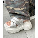 シルバー | パテッドクロス厚底サンダル | WEGO【WOMEN】