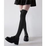 ブラック | クシュクシュリブハイソックス | WEGO【WOMEN】