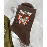 ブラウン | バタフライデザインソックス | WEGO【WOMEN】