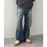 ブルー | クロスモチーフオーバーダイバギーパンツ | WEGO【MEN】