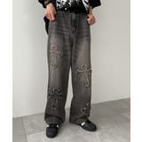 ブラック | クロスモチーフオーバーダイバギーパンツ | WEGO【MEN】