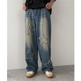 ブルー | スターモチーフオーバーダイバギーパンツ | WEGO【MEN】