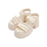 オフホワイト | 厚底フリルギャザーサンダル | WEGO【WOMEN】