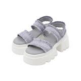 ライトグレー | 厚底フリルギャザーサンダル | WEGO【WOMEN】