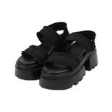 ブラック | 厚底フリルギャザーサンダル | WEGO【WOMEN】