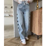 ハートサイドラインストレートパンツ | WEGO【WOMEN】 | 詳細画像1