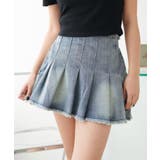 デニム淡加工色 | ヴィンテージウォッシュデニムプリーツスカパン | WEGO【WOMEN】