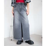 65 | フリンジロングスリットデニムスカート | WEGO【WOMEN】
