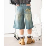 デニム中濃加工色 | ロゴスタッズハーフパンツ | WEGO【WOMEN】