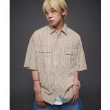 ベージュチェック1 | ミニマムチェックロゴシャツ(SS) | WEGO【MEN】