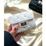 ホワイト | スタッズキルティングフラップウォレット | WEGO【WOMEN】