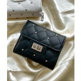 ブラック | スタッズキルティングフラップウォレット | WEGO【WOMEN】