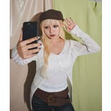 ホワイト | フロントボタンダメージヘムニット | WEGO【WOMEN】