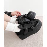 ブラック | ダブルリボンフリルスニーカー | WEGO【WOMEN】