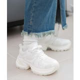 ホワイト | PUメッシュヒールダッドスニーカー | WEGO【WOMEN】