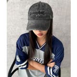 ブラック | 刺繍ピグメントダメージキャップ | WEGO【MEN】