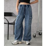 デニム中濃加工色 | デニムイージーパラシュートカーゴパンツ | WEGO【WOMEN】