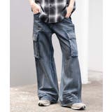 デニム淡加工色 | ローライズバギーフレアデニムカーゴパンツ | WEGO【MEN】
