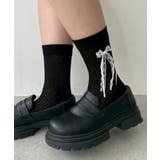ブラック | ダブルリボンソックス | WEGO【WOMEN】