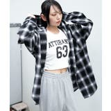 ブラック | チェックフードBIGネルシャツ | WEGO【WOMEN】