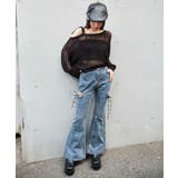 カットアウトリボンストレッチデニムフレアパンツ | WEGO【WOMEN】 | 詳細画像2