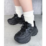ブラック | ラバーコンビ厚底スニーカー | WEGO【WOMEN】