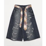 デニム | タイ付きダメージハーフデニムパンツ | WEGO【WOMEN】