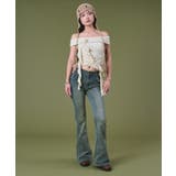 バタフライ刺繍スタッズフレアデニム | WEGO【WOMEN】 | 詳細画像2 