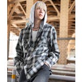 ブラックチェック1 | オンブレチェックフードネルシャツ(LS) | WEGO【MEN】
