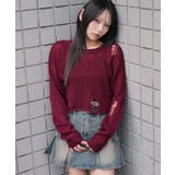 ワイン | モヘアタッチダメージショートニット | WEGO【WOMEN】