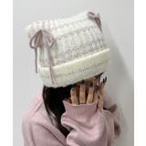 オフホワイト | ラメリボンネコミミニットキャップ | WEGO【MEN】