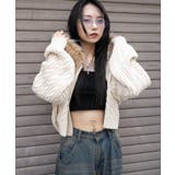 ホワイトアイボリー | フェイクファー付きケーブルニットパーカー | WEGO【WOMEN】