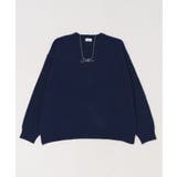 ネイビー | アクセ付きワンポイントニットプルオーバー | WEGO【MEN】