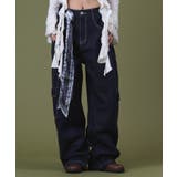 デニム濃色 | バンダナ付きリジットワイドデニム | WEGO【WOMEN】