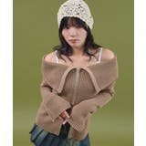 ブラウン | オフショルダブルジップニット | WEGO【WOMEN】