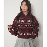 レッド | ノルディック柄ハーフジップニット | WEGO【WOMEN】