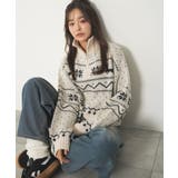 ホワイトアイボリー | ノルディック柄ハーフジップニット | WEGO【WOMEN】