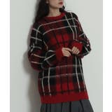 レッドチェック1 | シャギーパターンニットBIGプルオーバー | WEGO【WOMEN】