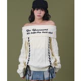 ホワイトアイボリー | レースアップロゴオフショルダー | WEGO【WOMEN】