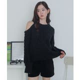 ブラック | ショルダーケーブルニット | WEGO【WOMEN】