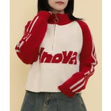 レッド | ハーフジップロゴラグランニットプルオーバー | WEGO【WOMEN】