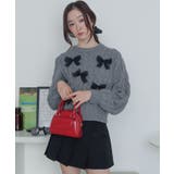 杢グレー | チュールリボンケーブルニット | WEGO【WOMEN】