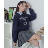 ネイビー | シャツドッキングジャガードニット | WEGO【WOMEN】