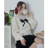 ホワイトアイボリー | ベロアリボンアップリケタックスリーブニット | WEGO【WOMEN】