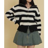 ダメージボーダーZIPニット | WEGO【WOMEN】 | 詳細画像1